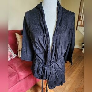 Barneys New York Black Belted Cardigan